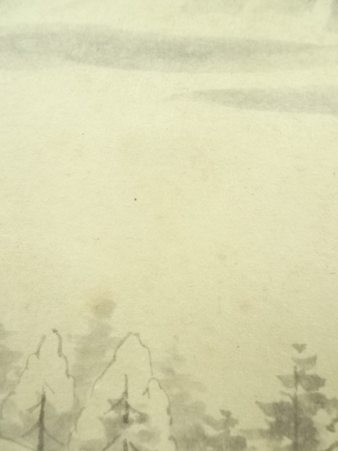 美品 掛け軸 矢野一甫作 雪景色画賛「莫妄想」前大徳 共箱 茶掛け 禅語 道具 ] - 道具 前大徳 矢野一甫筆 「莫妄想」雪景色画賛 横物 肉筆紙本